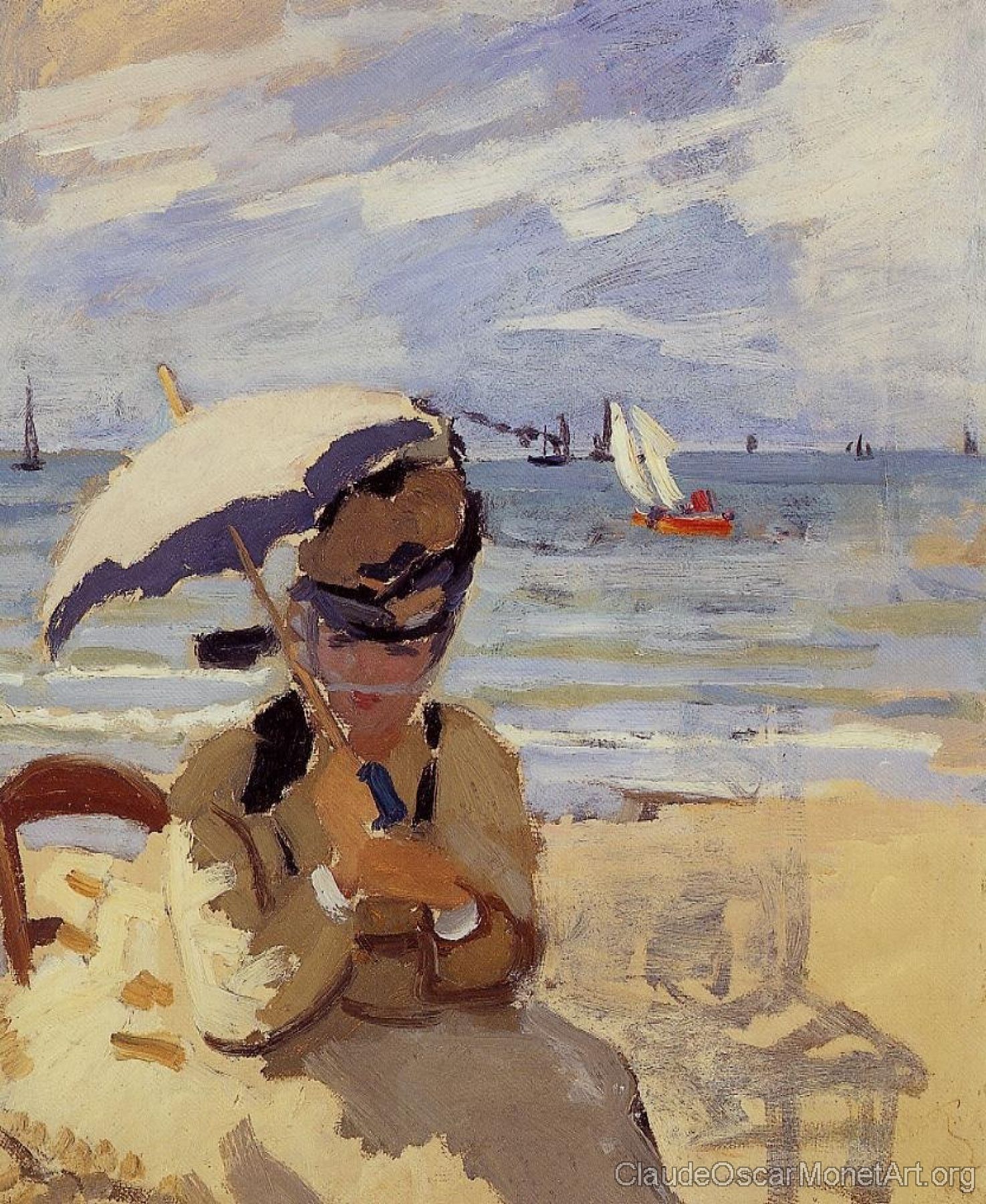 Camille Sitting on the Beach at Trouville